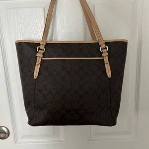 Coach signature zip top tote